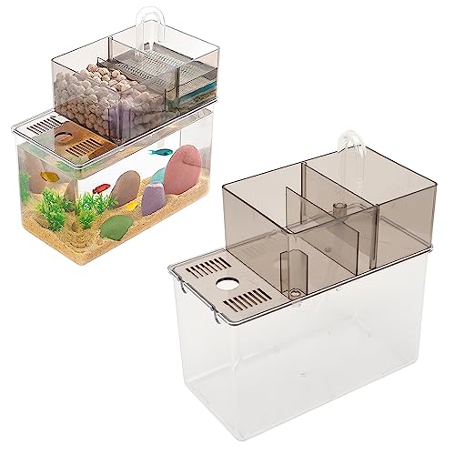 Wnvivi Transparentes Betta-Aquarium, Leichtes Kleines Goldfischglas, Desktop-Betta-Aquarium-Set für Betta-Fische, Schildkröten, Reptilien von Wnvivi