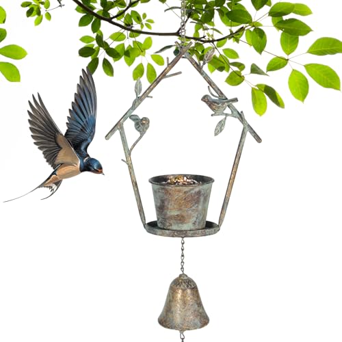 Wnvivi Vogelfutterstation zum Aufhängen, Bronzefutterstation mit Glocke, dekorative Vogelfutterschale, Windspiel für Außenbereich, Garten, Hof, Rasen-Dekoration Wnvivi Vogelfutterstation zum Aufhängen, Bronzefutterstation mit Glocke, dekorative Vogelfutterschale, Windspiel für Außenbereich, Garten, Hof, Rasen-Dekoration von Wnvivi