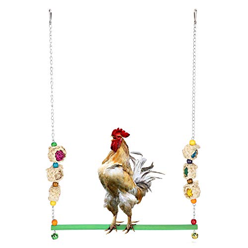 Wnvivi Vogelschaukelständer, Haustier-Huhn-Holzschaukel-Ständer, Geflügelständer, Sitzstange, Hühner, Kauen, Beißen, Spielständer, Sitzstange für Vogelkäfig-Zubehör von Wnvivi