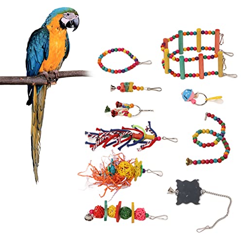 Wnvivi Vogelspielzeug-Set, Papageienschaukel, Kauspielzeug mit Haken, Vogelfuttersuche, Kauspielzeug für Sittiche, Nymphensittiche von Wnvivi