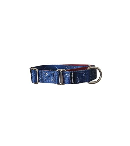 Dog Martingale Halsband, 25 mm Breite (M (27 cm-45 cm), blaue Anker / Rot von Wo.Cherie