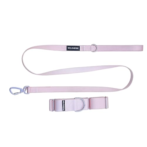 Dog Martingale Halskette 40 mm und Leine, Walking Set (Halskette Lenght M (27 cm-45 cm), Rosa von Wo.Cherie