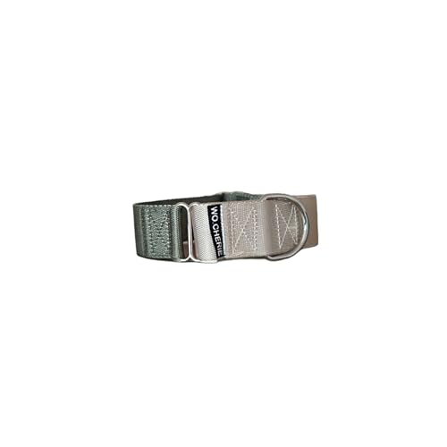 Wo.Cherie Hundehalsband Martingale 40 mm Breite M (27 cm - 45 cm), Oliv/Grau von Wo.Cherie