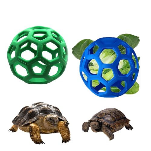 WoYous 2 Stücke Schildkröte Leckerli Ball Schildkröte Spielzeug Schildkröte Hängende Futterball Kleintiere Schildkröte Gemüse Gras Obst Fütterung und Spielen Heu Feeder Ball für Schildkröte (Grün & von WoYous
