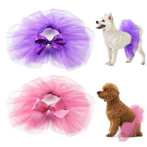 WoYous 2-teiliges Hunde-Tutu-Kleid, Haustier-Kleider-Set, Tutu-Rock für Katzen, niedliche Tücher für Welpen, Geburtstag, Hochzeit, Partyzubehör, Hunde-Ballerina-Kostüm, Rock, Katzen, Hase von WoYous