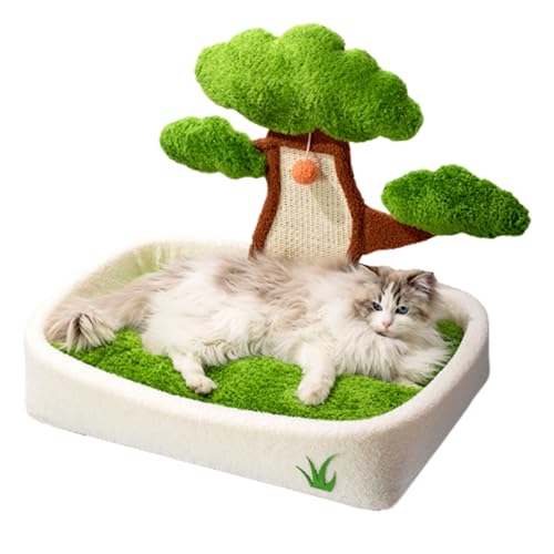 Woalopted Katzenbett | Katzenbett Mit Topfbaum Design Mit Plüschball Und Kratzbrett - Abnehmbarer Waschbarer Haustierhöhle Zum Schlafen Wohnzimmer Schlafzimmer Neben | Nachttisch Haus Woalopted Katzenbett | Katzenbett Mit Topfbaum Design Mit Plüschball Und Kratzbrett - Abnehmbarer Waschbarer Haustierhöhle Zum Schlafen Wohnzimmer Schlafzimmer Neben | Nachttisch Haus von Woalopted