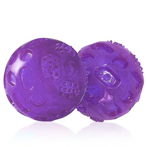 3 Packungen Hundespielzeug für Hunde, 8,1 cm, unzerstörbarer Hunde-Apportierball, Kong, quietschender Ball für Training, Grün + Rot + Violett von Wociud