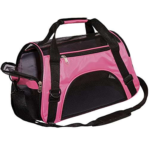 MuchL Katzentragetasche, weich, von Fluggesellschaften zugelassene Haustier-Reisetasche für Katzen, Hunde, Welpen, bequem, tragbar, faltbar, Haustier-Tragetasche (Medium, Rosa) von Wociud