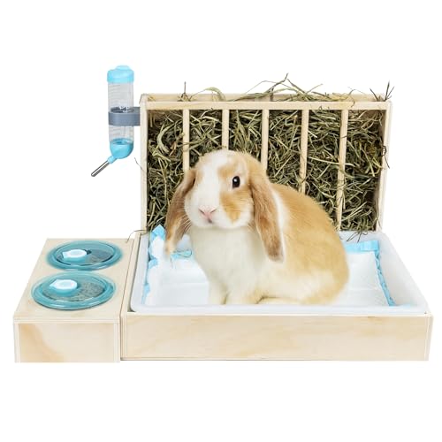 4 in 1 Kaninchen Heu-Futterstation mit Katzentoilette, Futter- & Wassernäpfchen, Trinkflasche, Uriniermatten für Meerschweinchen, Chinchillas, Hamster, Zwergkaninchen oder Kleintiere 4 in 1 Kaninchen Heu-Futterstation mit Katzentoilette, Futter- & Wassernäpfchen, Trinkflasche, Uriniermatten für Meerschweinchen, Chinchillas, Hamster, Zwergkaninchen oder Kleintiere von WodGod
