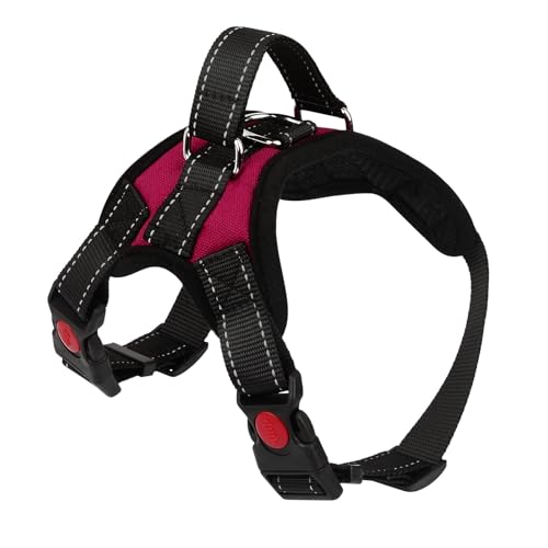 Hundegeschirr Verstellbares Reflektierendes Hundegeschirr Sicherheitsgeschirr für Mittlere Große Hunde Brustgeschirr Dog Harness Weich Gepolstert Atmungsaktiv (Rosenrot, M) von Wodondog