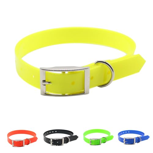 Hundehalsband Wasserdichtes,TPU+Nylon Hundehalsband groBe Hunde,Leicht zu Reinigendes Geruchlos Hundehalsband für Kleine Hunde (Gelb, L 39-59CM) von Wodondog