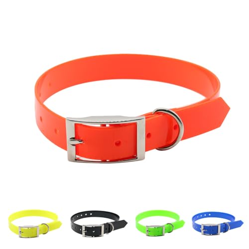 Hundehalsband Wasserdichtes,TPU+Nylon Hundehalsband groBe Hunde,Leicht zu Reinigendes Geruchlos Hundehalsband für Kleine Hunde (Orange, L 39-59CM) von Wodondog