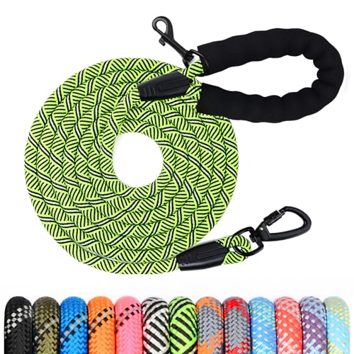 Hundeleine, 1,2 m/1,5 m/2 m/3 m/5 m/10 m/20 m/30 m, lange Leine mit gepolstertem Griff für kleine, mittlere und große Hunde (grün, 10 m x 0,8 cm) von Wodondog