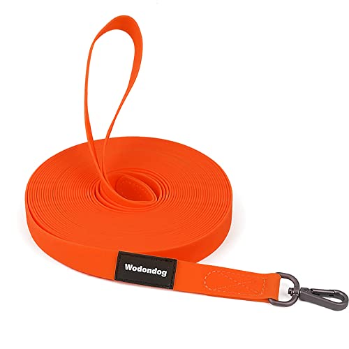 Hundeleine für Lauftraining 5M/10M/15M/,wasserdicht und leicht zu reinigen Trainingsleine für Große bis Kleine Hunde, Robuste Hundeleine Orange (10M) von Wodondog