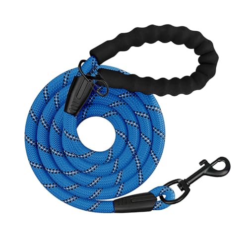 Schleppleine für Hunde, 5m.10m, 20m, 30m, Nylon Reflektierend Lang Robuste Hundeleine, mit Gepolstertem Griff, laufleine für große Hunde (Blau, 2M*1CM) von Wodondog