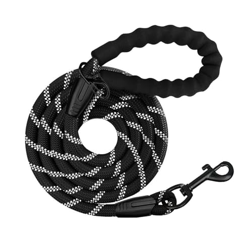 Schleppleine für Hunde, 5m.10m, 20m, 30m, Nylon Reflektierend Lang Robuste Hundeleine, mit Gepolstertem Griff, laufleine für große Hunde (Schwarz, 1.2M * 1.2cm) von Wodondog