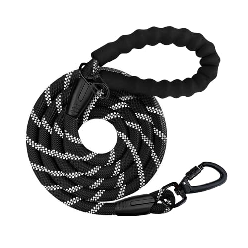 Schleppleine für Hunde, 5m.10m, 20m, 30m, Nylon Reflektierend Lang Robuste Hundeleine, mit Gepolstertem Griff, laufleine für große Hunde (Schwarz, 3M*1CM) von Wodondog