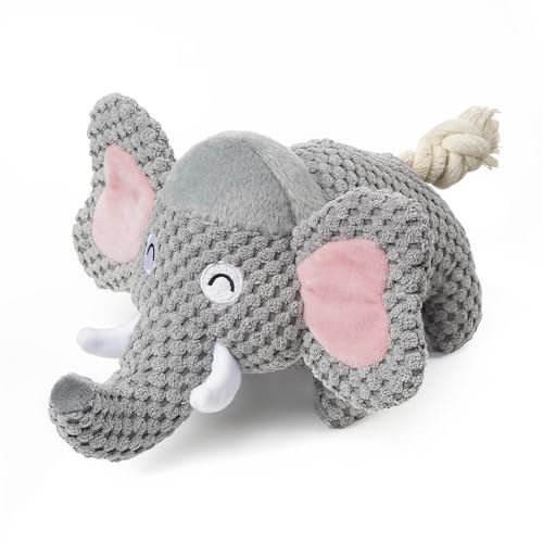 Wodondog Plüschtiere für Hunde, Kauspielzeug, Tauziehen Plüschspielzeug, Süßes Quietschendes Spielzeug für Kleine, Mittlere/Große Hunde (Elefant) von Wodondog