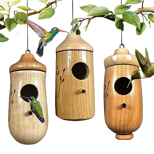 Kolibrihaus – Natürliches Holz-Vogelhaus Vogelhäuser zum Aufhängen im Freien, Kolibri-Nest, Gartenarbeit, Geschenke, Heimdekoration, 3 Packungen (ABC) Kolibrihaus – Natürliches Holz-Vogelhaus Vogelhäuser zum Aufhängen im Freien, Kolibri-Nest, Gartenarbeit, Geschenke, Heimdekoration, 3 Packungen (ABC) von Wodpesur
