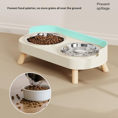 Futterstation für Hunde, mehrere Höhen, mit Futternapf, spritzwassergeschützt, Funktionen für einfache Reinigung, helle Farbe, rutschfester Futternapf für Katzen von Woedpez