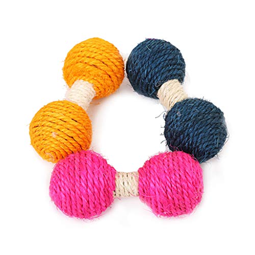 Woedpez Funny For Cat Toy Sisal Ball Tease Game Chew Hantel Barbell Pet Interactive Cat With Feathers von Woedpez