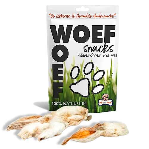 Woef Woef Snacks Hundesnacks Hasenohren mit Fell - 2.00 KG - Leckereien für Hunde - Belohnungssnack, Behandeln, Kausnack - Kaninchen - Alle Hunde und jedes Alter ab 3 Monaten - Keine Zusatzstoffe von Woef Woef Snacks