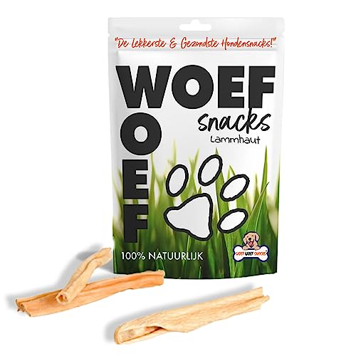Woef Woef Snacks Hundesnacks Lammhaut - 1.00 KG - Leckereien für Hunde - Belohnungssnack, Behandeln, Kausnack - Lamm - Alle Hunde und jedes Alter ab 8 kg - Keine Zusatzstoffe von Woef Woef Snacks