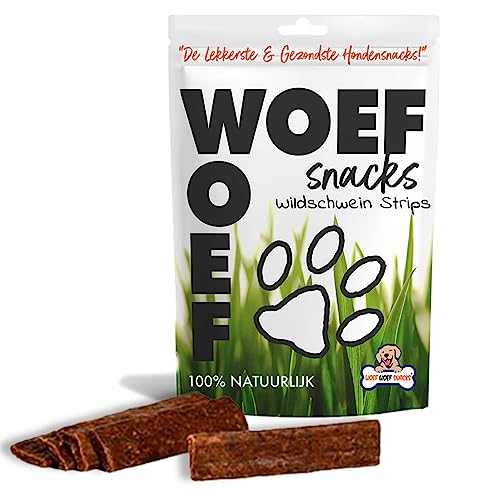 Woef Woef Snacks Hundesnacks Wildschwein Strips - 2.00 KG - Leckereien für Hunde - Belohnungssnack, Behandeln - Schweinefleisch - Alle Hunde und jedes Alter ab 3 Monaten - Keine Zusatzstoffe von Woef Woef Snacks