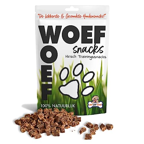 Woef Woef Snacks Hundesnacks Hirschtrainer - Trainingssnacks - 1.00 KG - Leckereien für Hunde - Belohnungssnack, Behandeln, Trainingssnacks - Alle Hunde und jedes Alter ab 2 Monaten - von Woef Woef Snacks