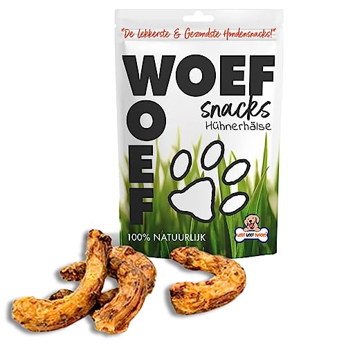 Woef Woef Snacks Hundesnacks Hühnerhälse - 0.25 KG - Leckereien für Hunde - Belohnungssnack, Behandeln - Huhn - Alle Hunde und jedes Alter ab 3 Monaten - Keine Zusatzstoffe von Woef Woef Snacks