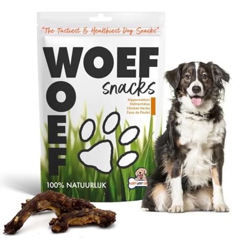 Woef Woef Snacks Hundesnacks Hühnerhälse - 750g - Leckereien für Hunde - Belohnungssnack, Behandeln - Huhn - Alle Hunde und jedes Alter ab 3 Monaten - Keine Zusatzstoffe von Woef Woef Snacks