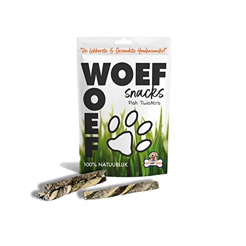 Woef Woef Snacks Hundesnacks Kabeljau Twisters - 0.30 KG - Leckereien für Hunde - Belohnungssnack, Behandeln - Alle Hunde und jedes Alter ab 3 Monaten - Keine Zusatzstoffe von Woef Woef Snacks
