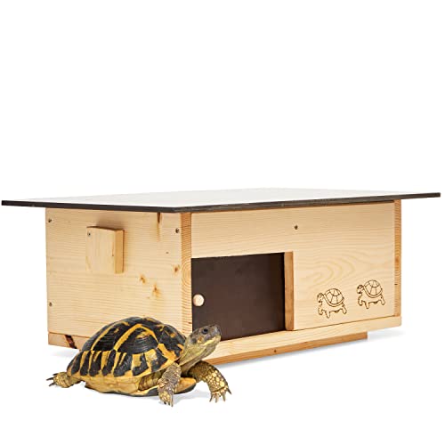 Woid Herz Premium Schildkrötenhaus aus 20mm Vollholz (SH3) - Wetterfest mit Boden und Schiebetür inc. verstellbare Belüftung - Schildkrötenhaus Schildkrötengehege Schildkröte Freilauf Gehege Stall von Woid Herz