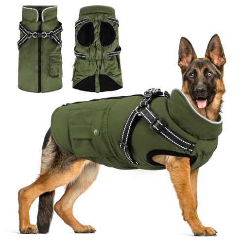 Woiil Hundejacke Hundemantel für Grosse Hunde Warmer Hundepullover Winter Hundejacke Weste Winddicht Mantel Hoodie Winter Hunde Außenjacke für Spazierengehen Armeegrün XL Woiil Hundejacke Hundemantel für Grosse Hunde Warmer Hundepullover Winter Hundejacke Weste Winddicht Mantel Hoodie Winter Hunde Außenjacke für Spazierengehen Armeegrün XL von Woiil