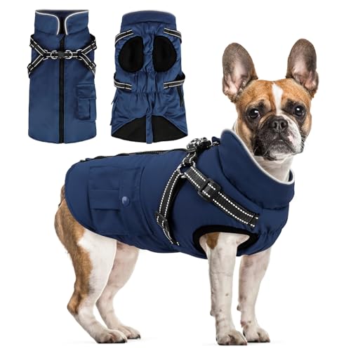 Woiil Hundemantel für Kleine Hundemantel Winter Wasserdicht Warme Hundejacke Winddichter Wintermantel kuschelige Reflektierend Hundejacke Ärmellose mit Geschirr Outdoor Navyblau XS Woiil Hundemantel für Kleine Hundemantel Winter Wasserdicht Warme Hundejacke Winddichter Wintermantel kuschelige Reflektierend Hundejacke Ärmellose mit Geschirr Outdoor Navyblau XS von Woiil