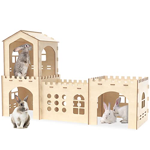 Woiworco Extra großes Holz-Kaninchenschloss, Hasenhäuser und Verstecke, Holzschloss, Kaninchen-Verstecke, geräumiges, Chinchilla, Hamster und Meerschweinchen Hütte zum Verstecken Woiworco Extra großes Holz-Kaninchenschloss, Hasenhäuser und Verstecke, Holzschloss, Kaninchen-Verstecke, geräumiges, Chinchilla, Hamster und Meerschweinchen Hütte zum Verstecken von Woiworco