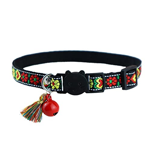 Katzenhalsband mit Glöckchen, verstellbar, niedliches Tribal-Muster, für Haustiere, Kätzchen, Sicherheitshalsbänder von Wokii