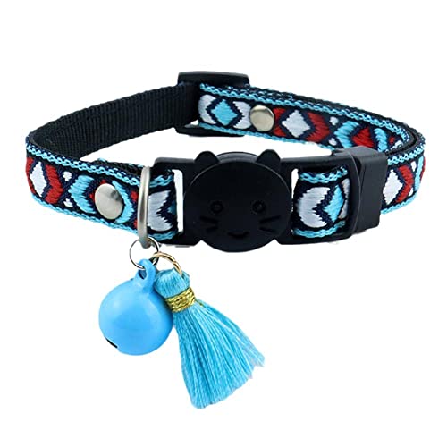 Katzenhalsband mit Glöckchen, verstellbar, niedliches Tribal-Muster, für Haustiere, Kätzchen, Sicherheitshalsbänder von Wokii