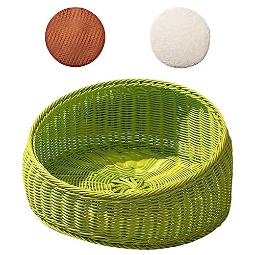 Rattan Pet Bed Round Cushion Circle Dog Bed Pet Beds Woven Cushion for Pet Wicker Cat Bed Cozy Sleeping Pad at House Pet Bed von Wokii