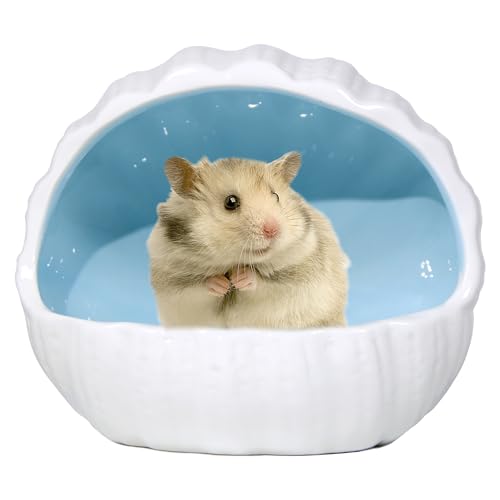 Keramik Hamsterversteck Meerschweinchen Haus Meerschweinchen Zubehör Sandbäder für kleine Haustiere Hamster Zubehör für Käfige für Meerschweinchen Chinchillas Rennmäuse Igel (blau) von Woleigiao