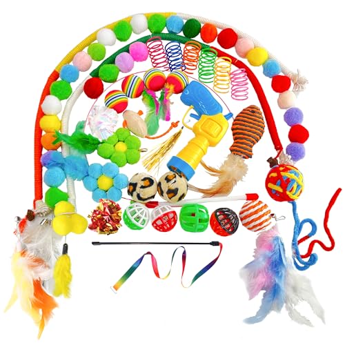 Woleu Katzenspielzeug, 42 Stück, interaktives Katzenspielzeug für den Innenbereich, verschiedene Katzenbälle und Launcher, Katzenfederspielzeug, Teaser Zauberstab-Spielzeug, Knisterbälle, Federn, Woleu Katzenspielzeug, 42 Stück, interaktives Katzenspielzeug für den Innenbereich, verschiedene Katzenbälle und Launcher, Katzenfederspielzeug, Teaser Zauberstab-Spielzeug, Knisterbälle, Federn, von Woleu