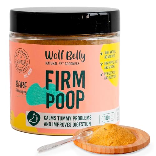 Wolf Belly - Probiotika Darmsanierung Hund und Katze 100% Natürlich (180 gr) Durchfall Hund Pulver, Hund Darmflora Aufbauen, Vitamine Magenschutz Katze, Darmkur Hund Probiotisch - Firm Poop von Wolf Belly Natural Pet Goodness