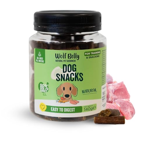 Wolf Belly - Hundesnacks 86% Truthahn (140g) Getreidefreie, Natürliche Snacks für das Hundetraining, Leckere, Leicht Verdauliche Snacks von Wolf Belly Natural Pet Goodness