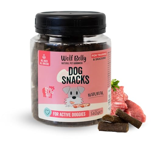 Wolf Belly – Hundesnacks 91% Rind (80 Stück) getreidefrei | Weiche und Saftige Konsistenz | Natürliche Snacks für das tägliche Training | Lecker und Proteinreich – Made in Europe von Wolf Belly Natural Pet Goodness