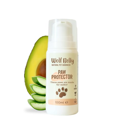 Wolf Belly – Pfotenschutzbalsam für Hunde und Katzen (100 ml) | Spendet Feuchtigkeit, Repariert und Schützt vor Kälte, Hitze und Reibung | Mit Aloe Vera, Vitamin E und Avocadoöl – Hergestellt Europa von Wolf Belly Natural Pet Goodness