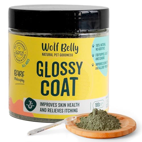 Wolf Belly - Bierhefe Hund Pulver 100% Natürlich (180 gr) Fellpflege Hund, Vitamine für Hunde Glänzendes Fell & Kräftige Haut, Reich B-Vitaminen und Omega 3, Gegen Haarausfall - Glossy Coat von Wolf Belly Natural Pet Goodness
