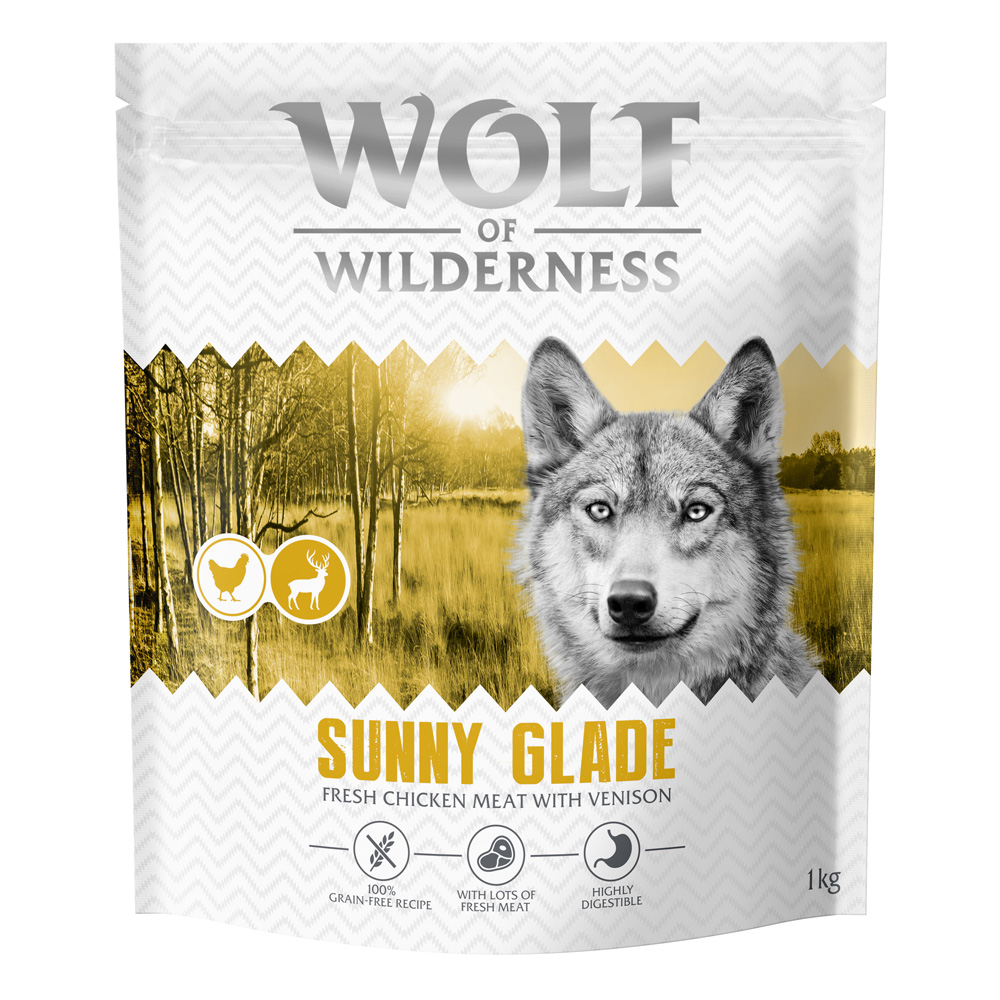 1 kg Wolf of Wilderness - getreidefrei zum Sonderpreis! - Adult "Sunny Glade" Hirsch von Wolf of Wilderness