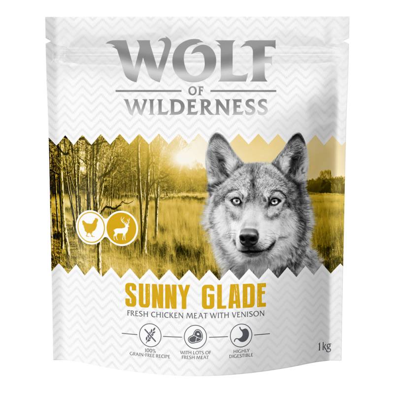 1 kg Wolf of Wilderness - getreidefrei zum Sonderpreis! - Adult "Sunny Glade" Hirsch von Wolf of Wilderness