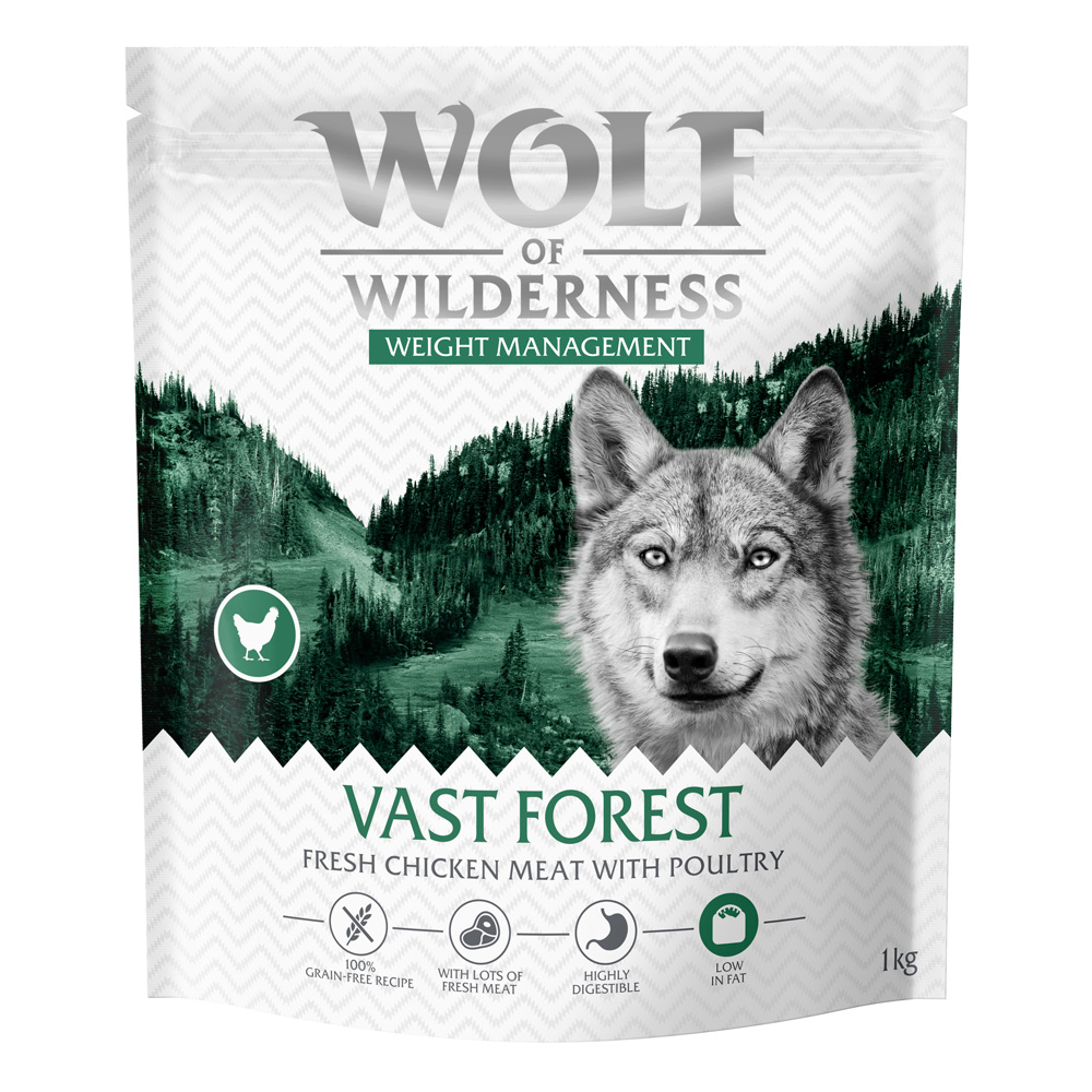 1 kg Wolf of Wilderness - getreidefrei zum Sonderpreis! - "Explore The Vast Forests" Weight Management von Wolf of Wilderness