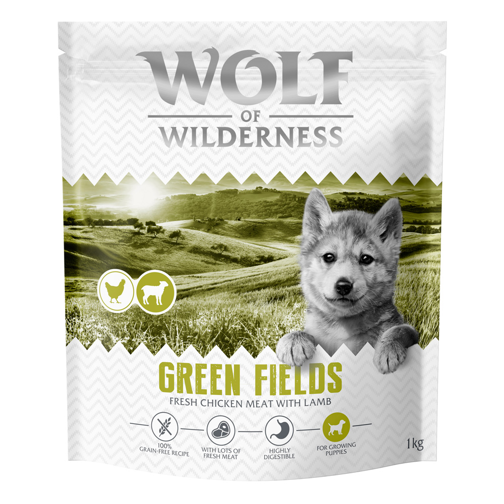 1 kg Wolf of Wilderness - getreidefrei zum Sonderpreis! - Junior "Green Fields" Lamm von Wolf of Wilderness
